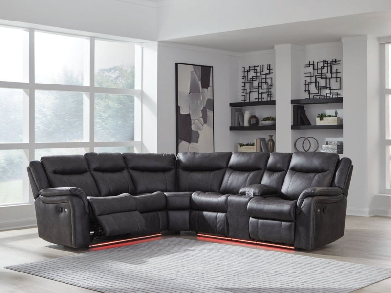 Two-Piece Sectional Sofa Carbon Grey Upholstery High Back
