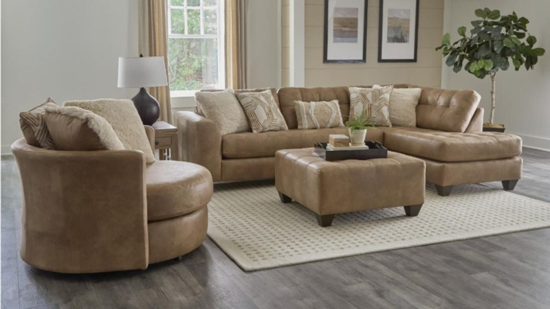 Two-Piece Sectional Sofa with Track Arms and Block Legs