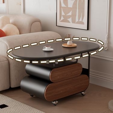Two-Tier Rectangular Coffee Table, Wood & White, Storage Drawers