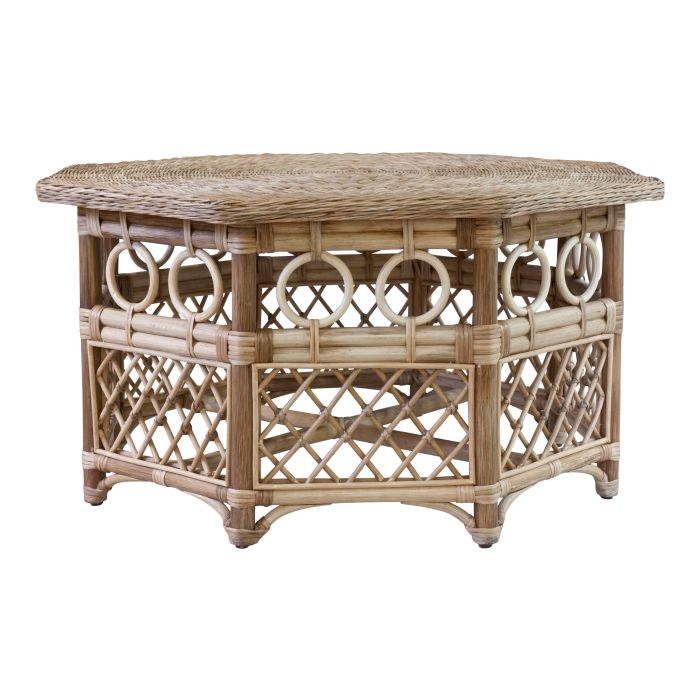 Two-Tone Octagonal Coffee Table featuring Gold Corner Accents