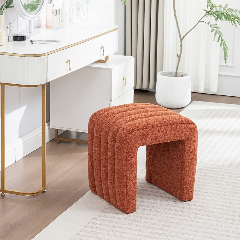 U-Shaped Ottoman Cream Boucle Sculptural Seating