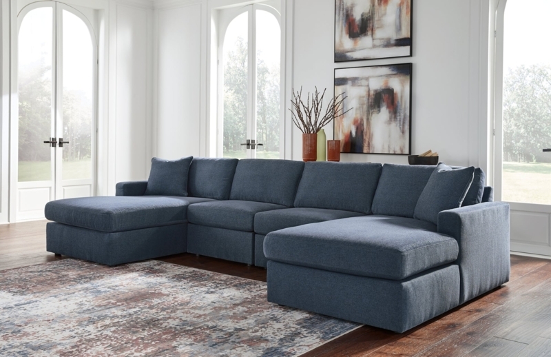 U-Shaped Sectional Sofa Cream Low Profile Organic Modern Spacious