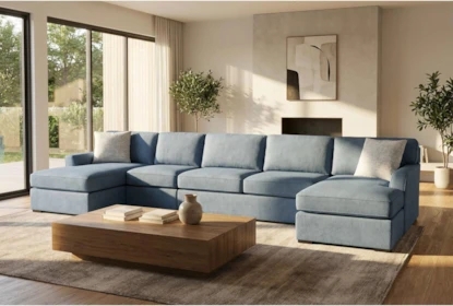 U-Shaped Sectional Sofa Double Chaise Forest Green Tapered Legs