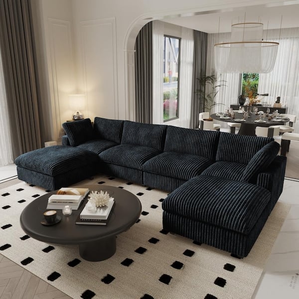 U-Shaped Sectional Sofa with Pit Configuration and Plush Modular Design