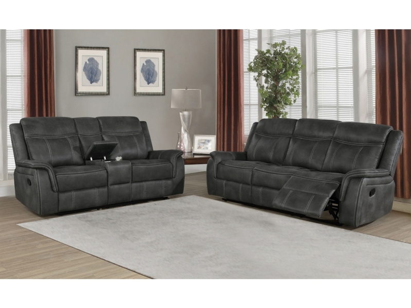 Upholstered Sofa And Loveseat Set Manual Recliner Overstuffed Arms