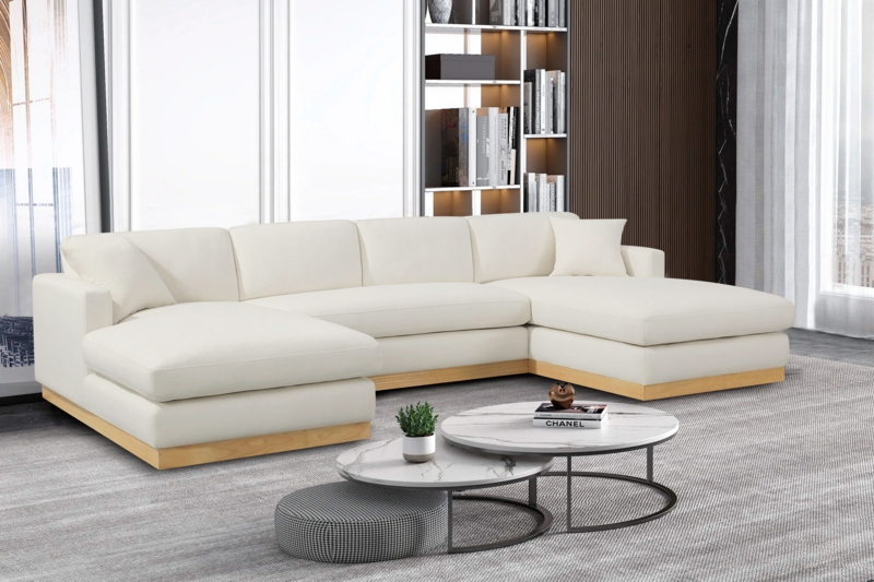 Velvet-Like Curved Sectional Sofa featuring Elegant Channel Tufting