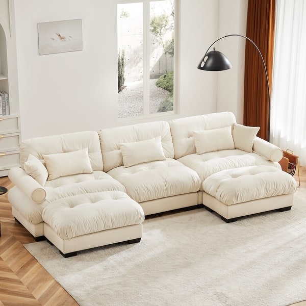 Velvet Sectional Sofa Emerald Green L-Shaped Track Arms Luxe
