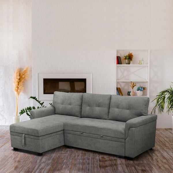 Velvet Sleeper Sofa Diamond Tufted Tapered Wood Legs Mid-Century