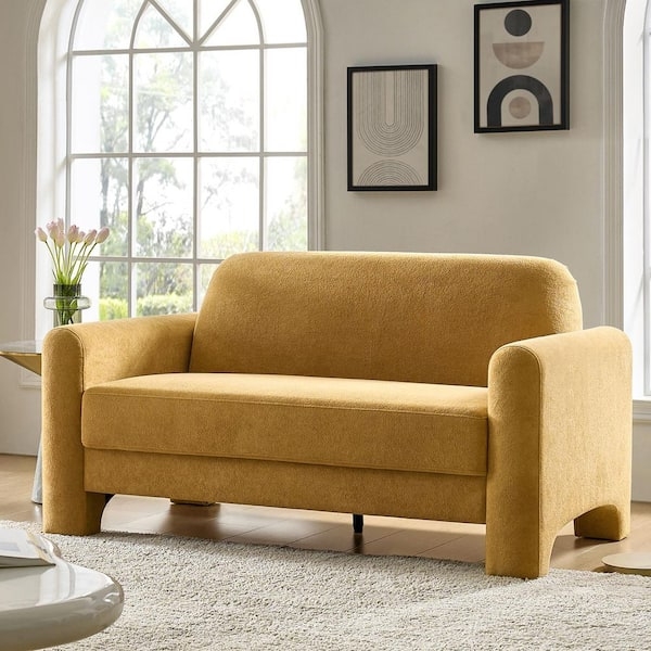 Vertical Channel Tufted Loveseat, Channel Tufted Sofa with Gold Legs