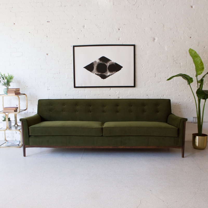 Vertical Channel Tufted Sofa with Bench Seat and Curved Arms