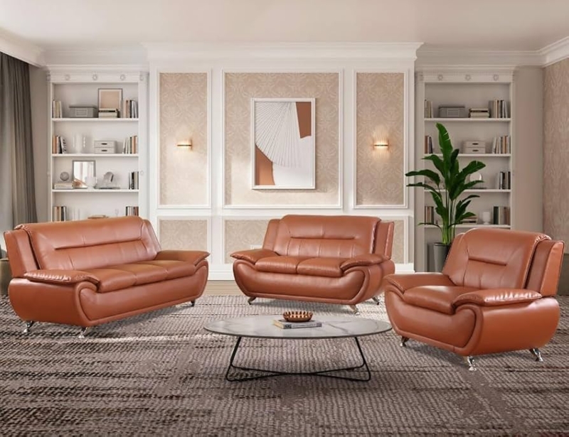 Vibrant Orange Living Room Set, Black Tapered Legs