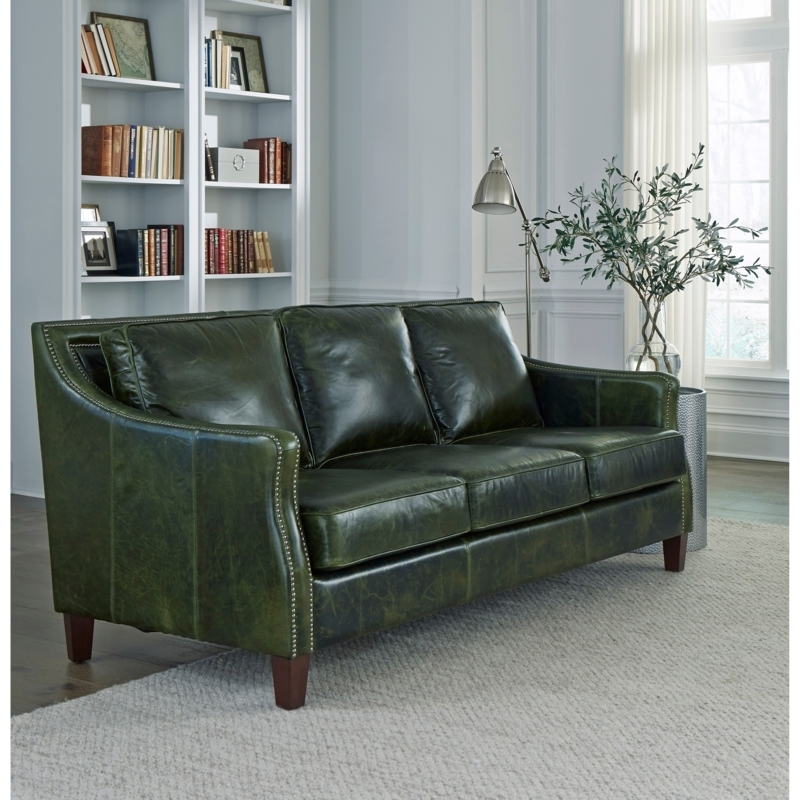 Vintage Industrial Sofa with Track Arms in Distressed Olive Green