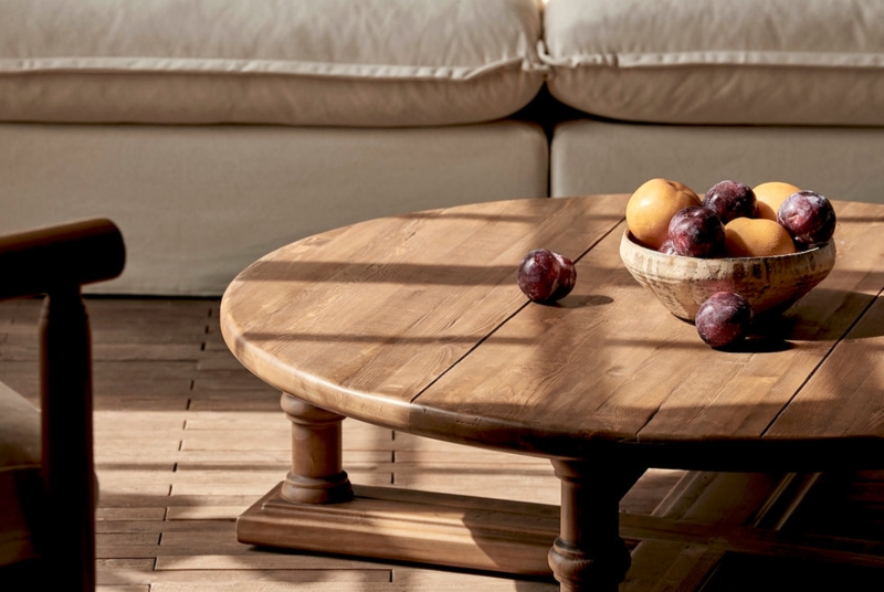 Wabi Sabi Coffee Table Matte Weathered Finish Block Legs