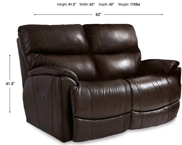 Walnut Brown Reclining Loveseat, Leather-Like with Pillow Top Arms