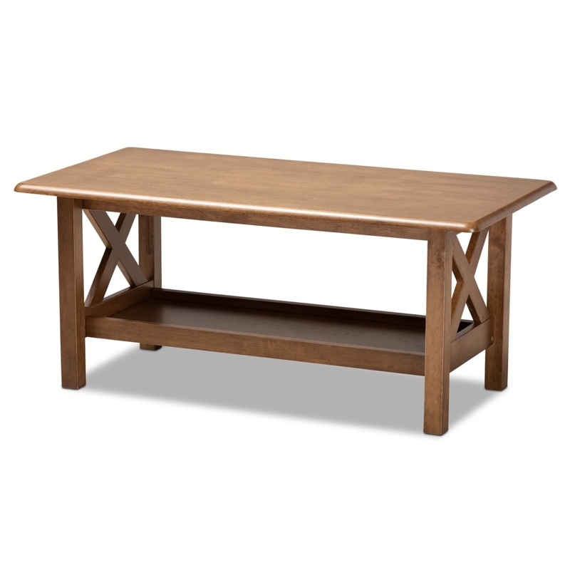 Walnut Transitional Coffee Table with Tapered Legs