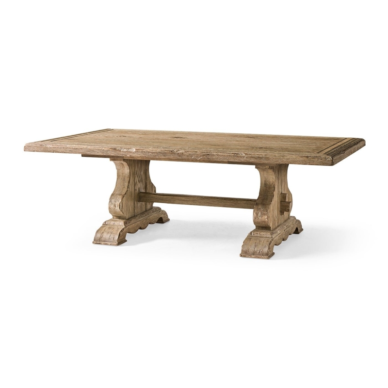 Weathered Oak Trestle Coffee Table showing Traditional Pegged Joinery
