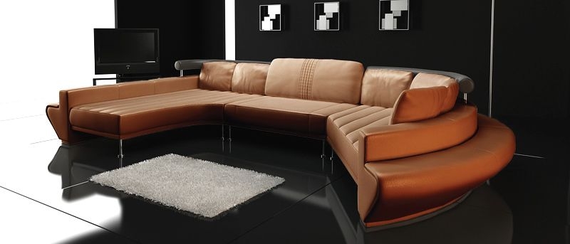 White Sectional Sofa with Built-in Shelving