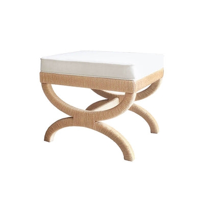 Woven Bench Open Frame Rattan Like Material Rectangular Coastal Seat