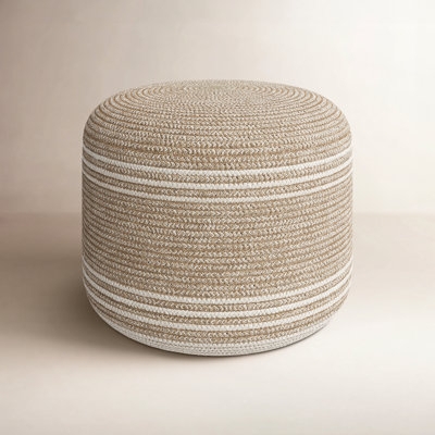 Woven Pouf Ottoman Black and White Striped Bohemian Floor Seating