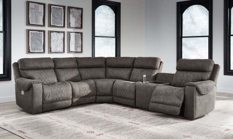 Zero Wall Power Reclining Sectional in Gunmetal Gray with Console