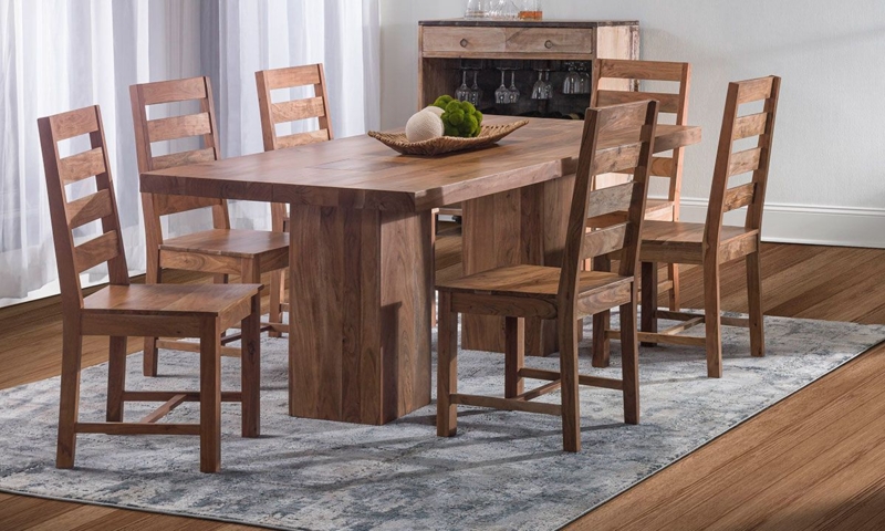 5-Piece Dining Set, Chunky Legs, Ladder Back Silhouette