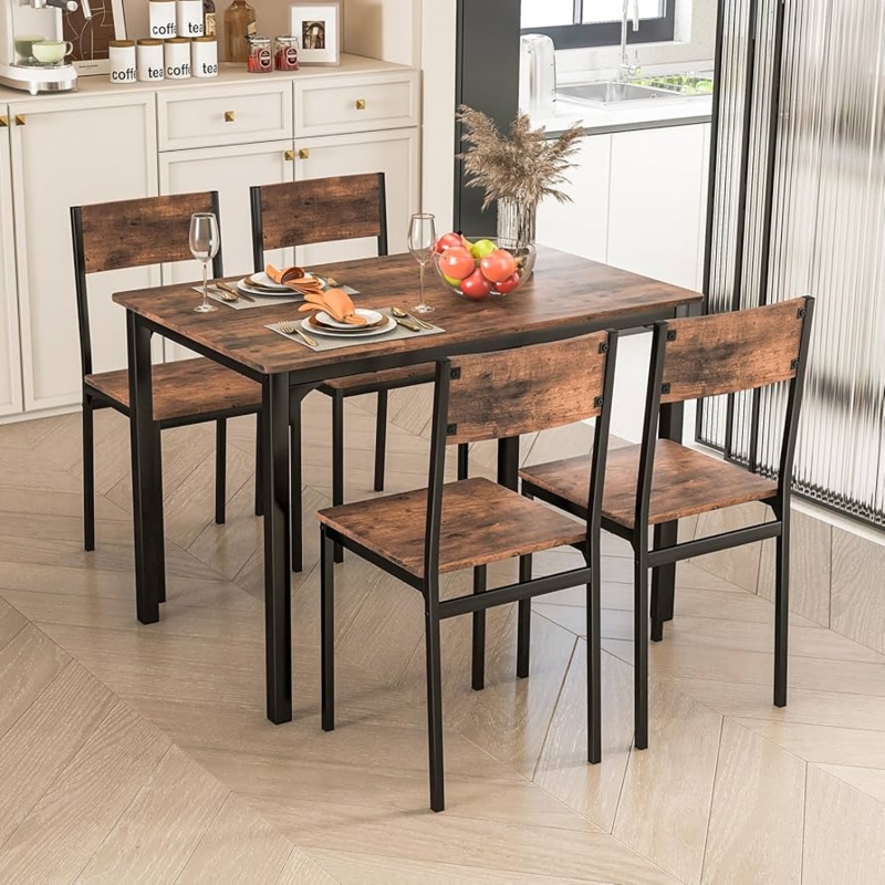 5-Piece Dining Set with Tuck Under Seating for Small Spaces