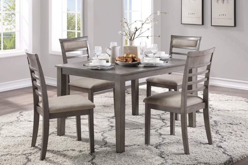 5-Piece Ladder-Back Dining Set in Weathered Gray Finish