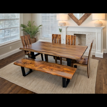 6-Piece Dining Set Table Bench Ladder-Back Chairs