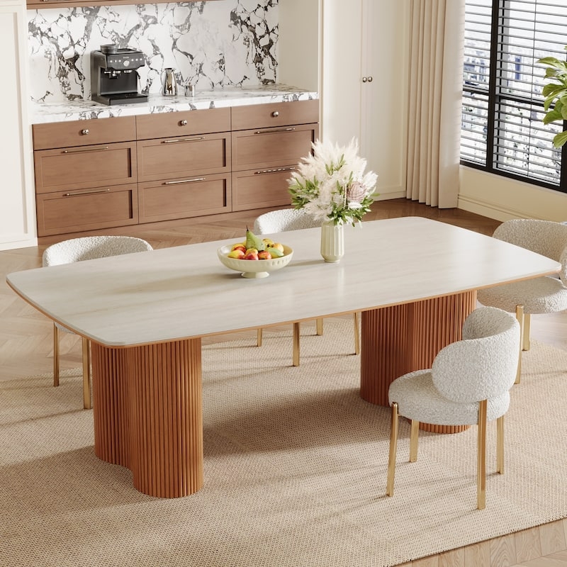 78.7" Rectangle Dining Table, Luxury Sintered Stone Kitchen Table with  Solid Wood Legs - On Sale - Overstock - 40636111
