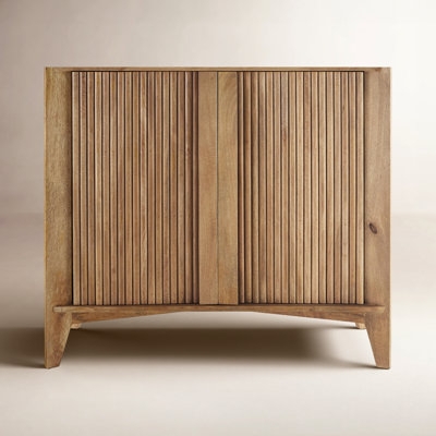 Accent Cabinet with Ribbed Texture and Splayed Legs