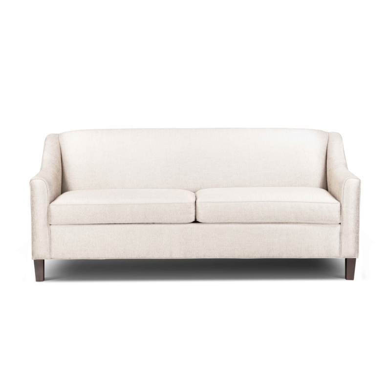 Accent Chair Cream Square Arms Tapered Wood Legs Tight Back