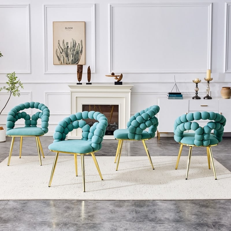 Accent Chair with Sculptural Bubble Back Design and Glam Gold Finish