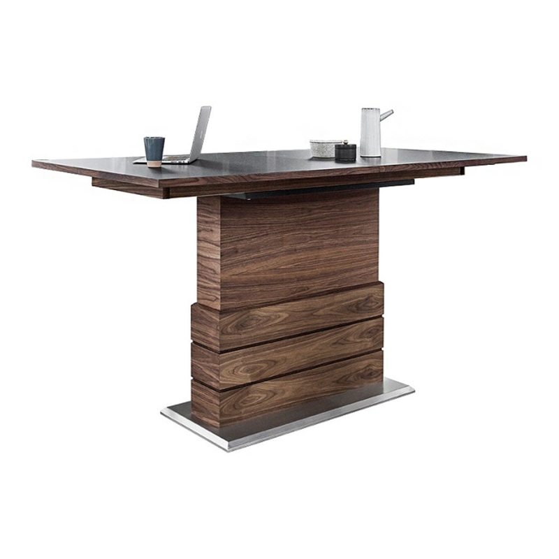 Adjustable C-Shaped Side Table with Dark Wood-Toned Top