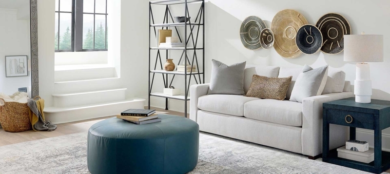 Apartment Size Loveseat: Bench Seat Cushion and Modern Track Arms