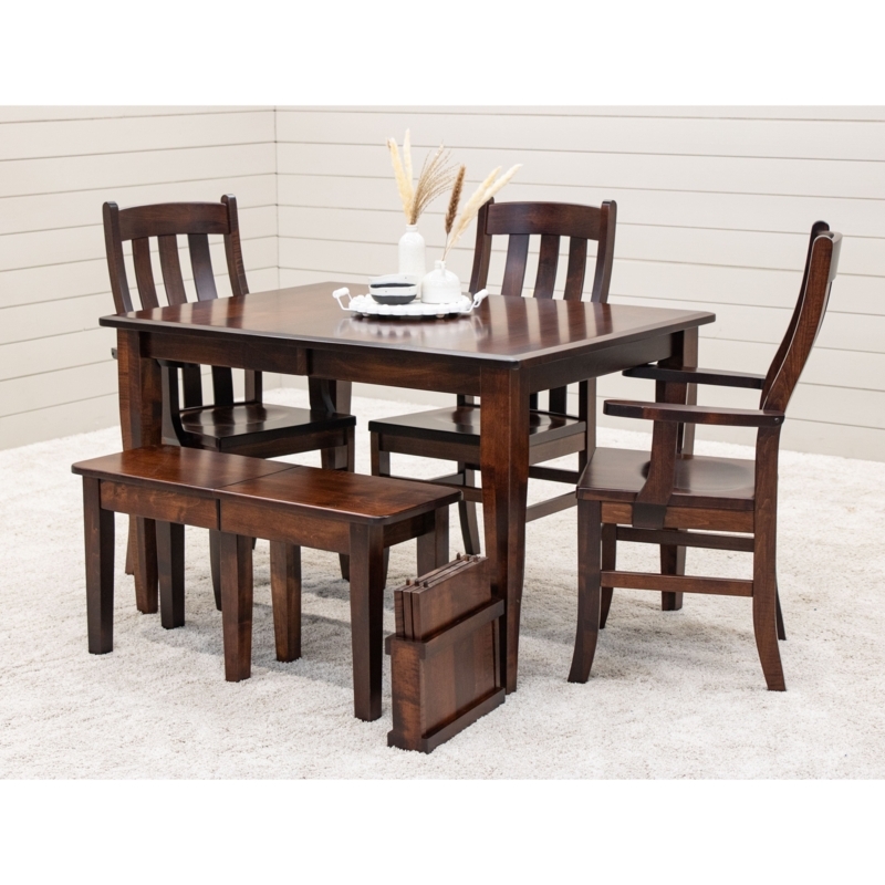 Arm Dining Chair Cherry Finish Slat Back Curved Arms H-Stretcher Base