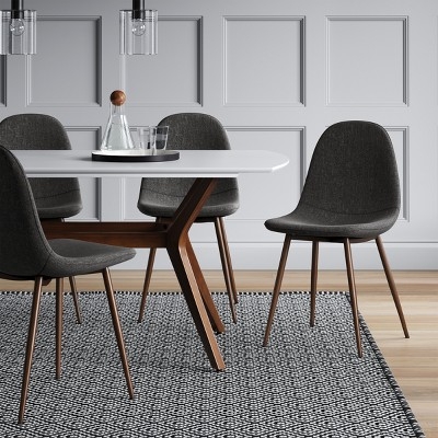 Armless Upholstered Dining Chairs with Tapered Metal Legs