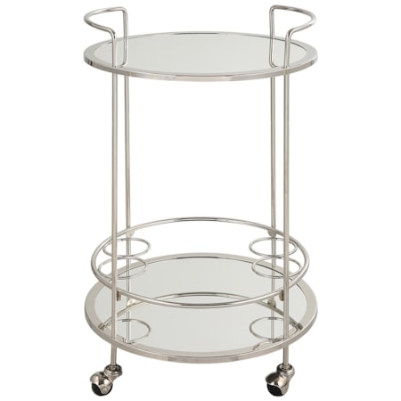 Bar Cart Circular Silver Bottle Holders, Glam Serving Solution
