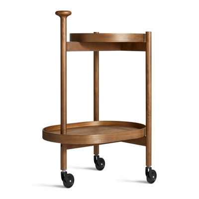 Bar Cart Gold and Wood Serving Cart Arched Handle Modern Glam