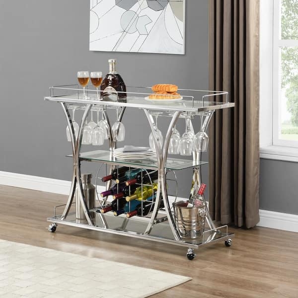 Bar Cart High Capacity Wine Storage, Rolling Cart Racks