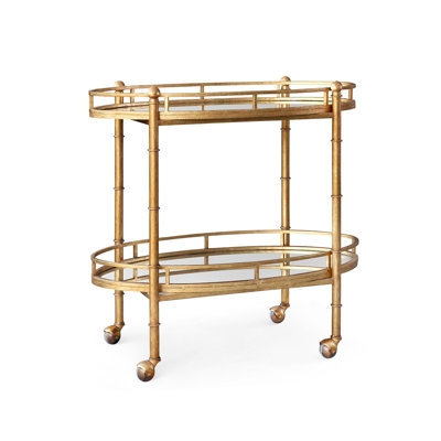 Bar Cart Industrial Trolley with Spoked Wheels Rustic Wood Metal