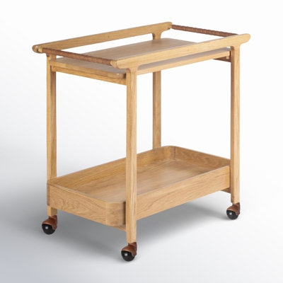 Bar Cart Mid-Century Modern Three Tier Wood and Metal Design