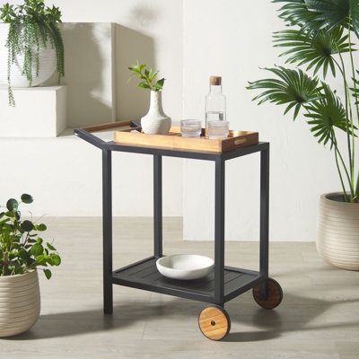Bar Cart Minimalist Outdoor Entertaining Station White Slatted