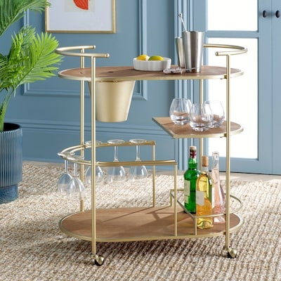 Bar Cart Modern Glam Style with Integrated Push Bars