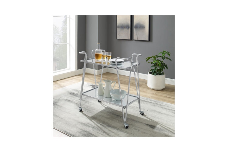 Bar Cart Natural Wood Bar Cart Styling Transitional Push Handles