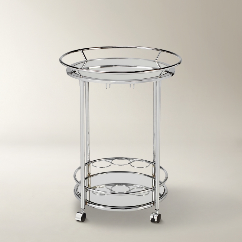 Bar Cart Polished Gold Circular, Art Deco Home Bar