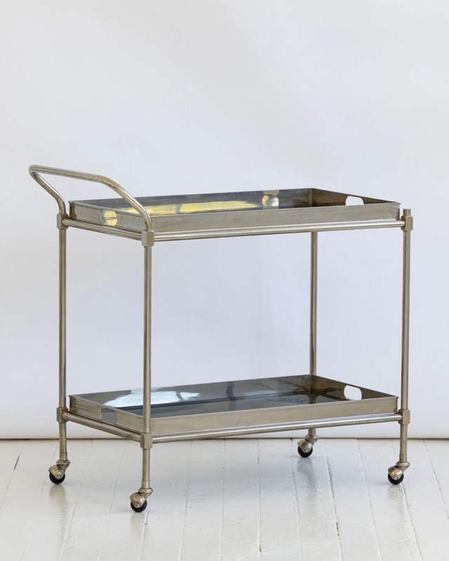Bar Cart Polished Metal Clear Glass, Minimalist Beverage Cart