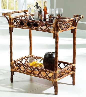 Bar Cart Three-Tier Tortoiseshell Pattern Glossy Slim Corner Supports