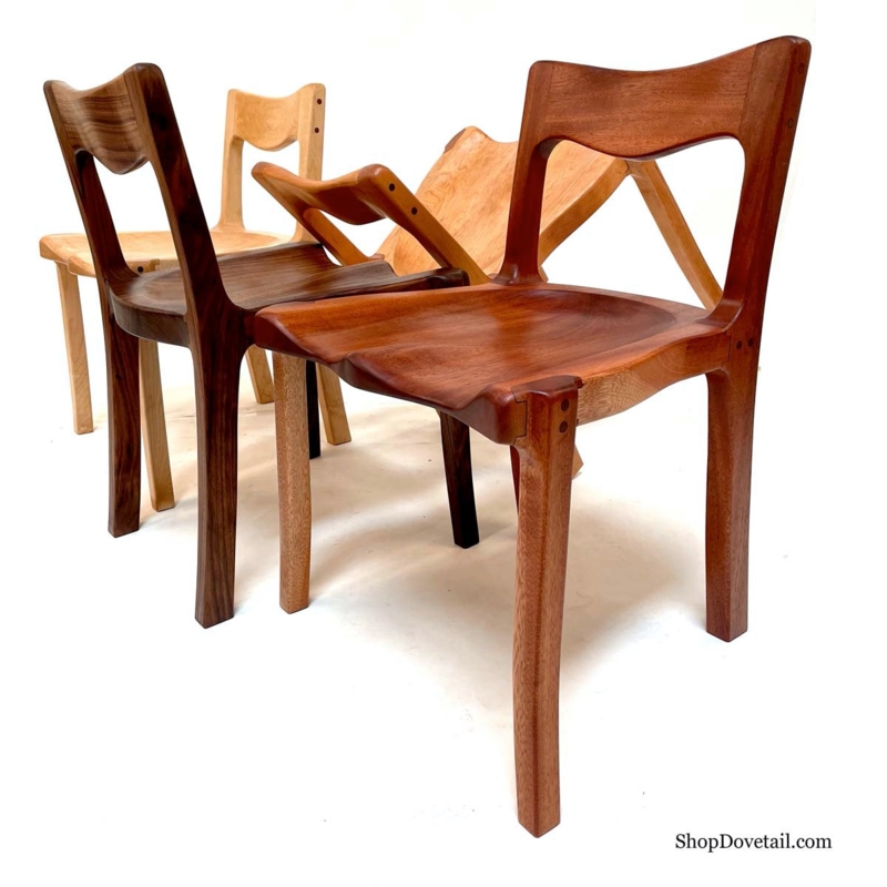 Bar Stool Sculptural Joinery Ergonomic Carved Seat Wood Mid-Century