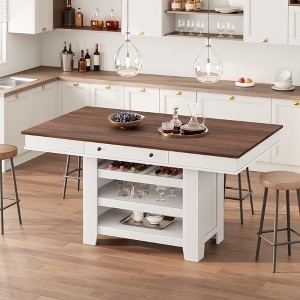 Bar Table Integrated Wine Rack Three Tier Side Shelves Counter Height