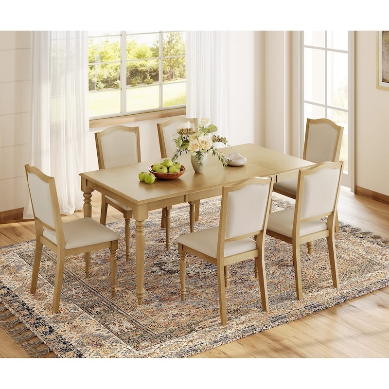 Barrel Back Dining Chair, Oak Finish, Beige Fabric, Farmhouse Style
